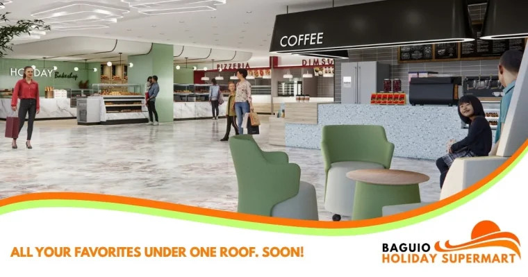 Holiday food hall and seating — supplied architectural concept